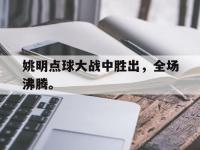 九游游戏中心网页版-姚明点球大战中胜出，全场沸腾。