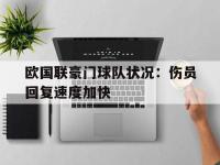 九游游戏中心网页版-欧国联豪门球队状况：伤员回复速度加快